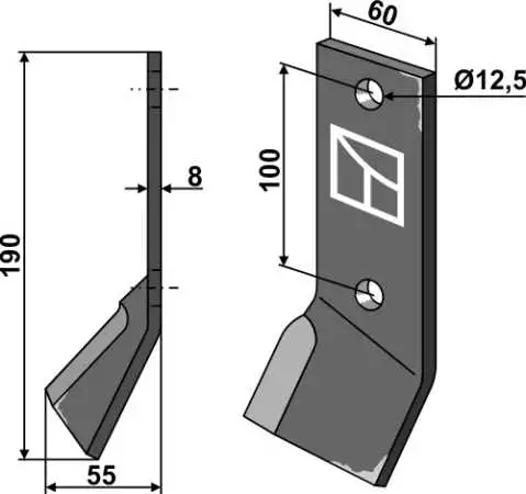 Schlegelmesser 190x60mm, rechts